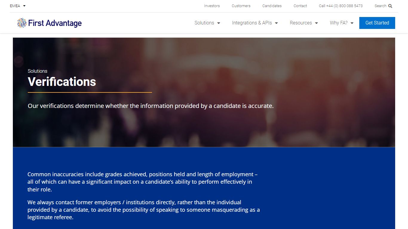 Verifications | First Advantage - EMEA